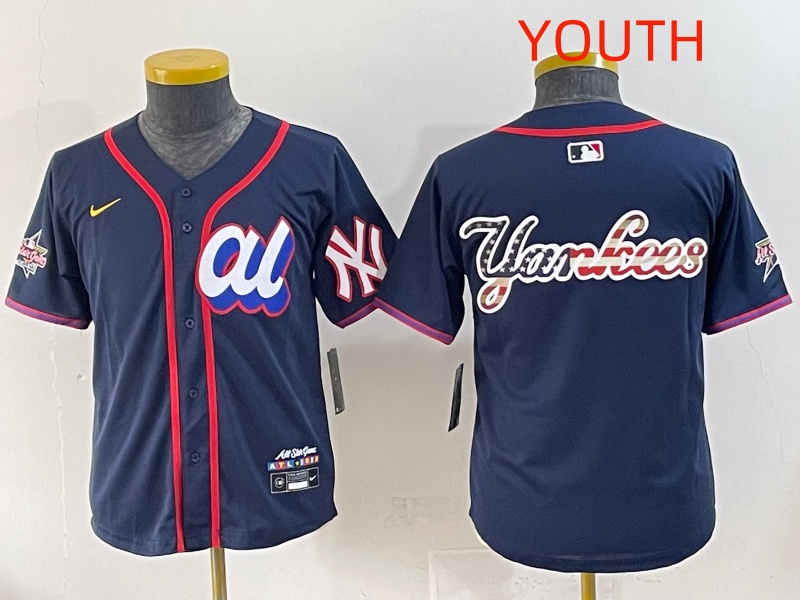 Youth 2025 New York Yankees Blank Drak Blue All star Blank Blue Nike MLB Jersey style 4